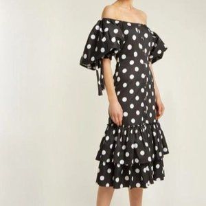Caroline Constas | Nella Off The Shoulder Polka Dot Dress